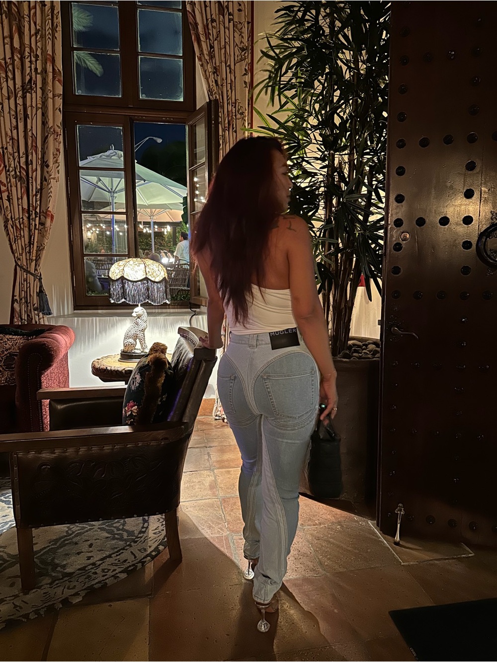 Mugler Light Blue Paneled High-Rise Jeans